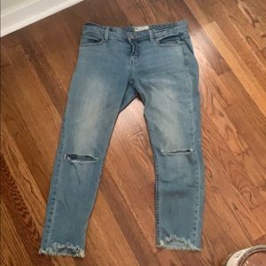 Free people cropped light wash jeans